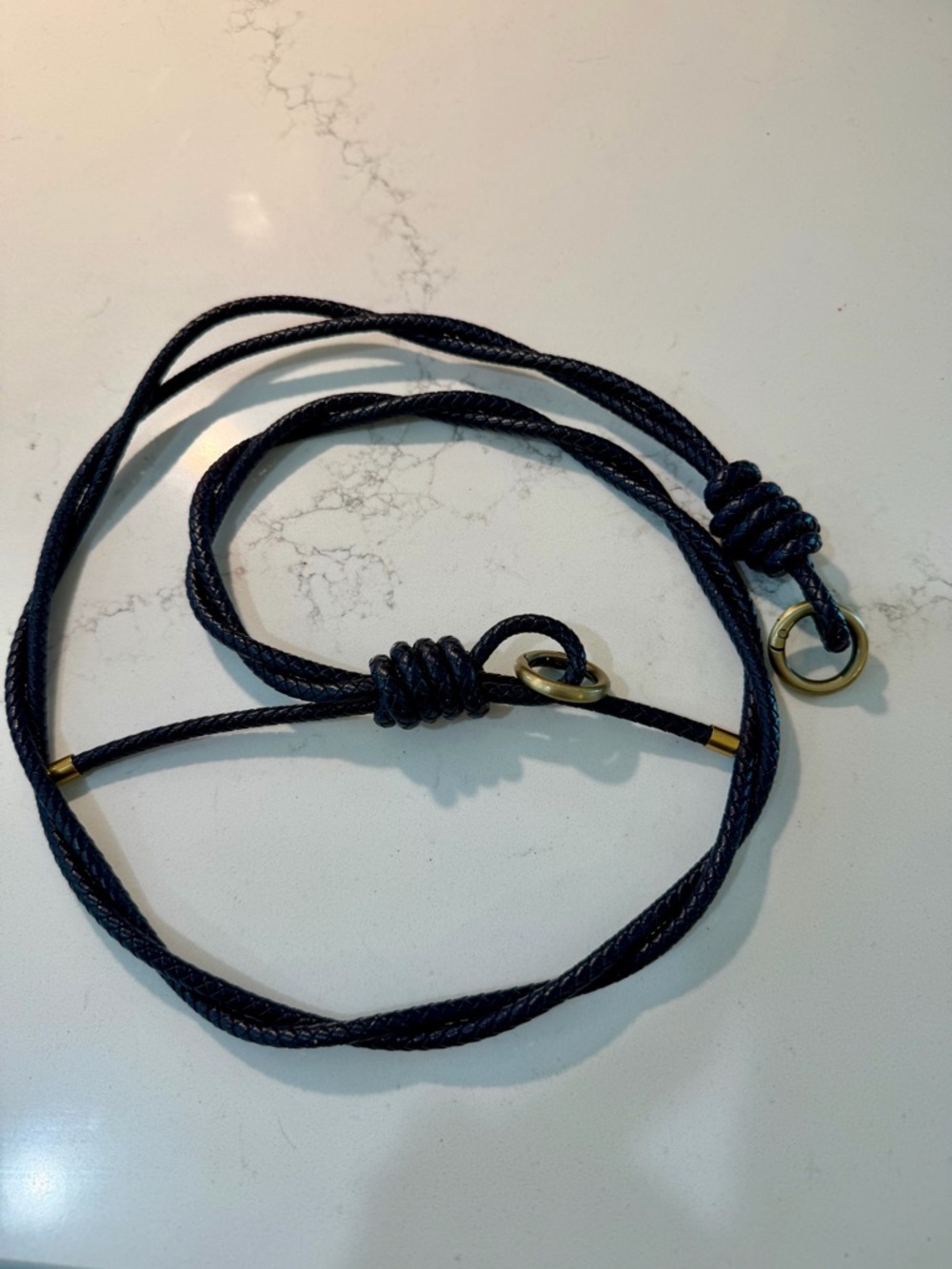 Navy Braided Rope Strap with Gold Accents